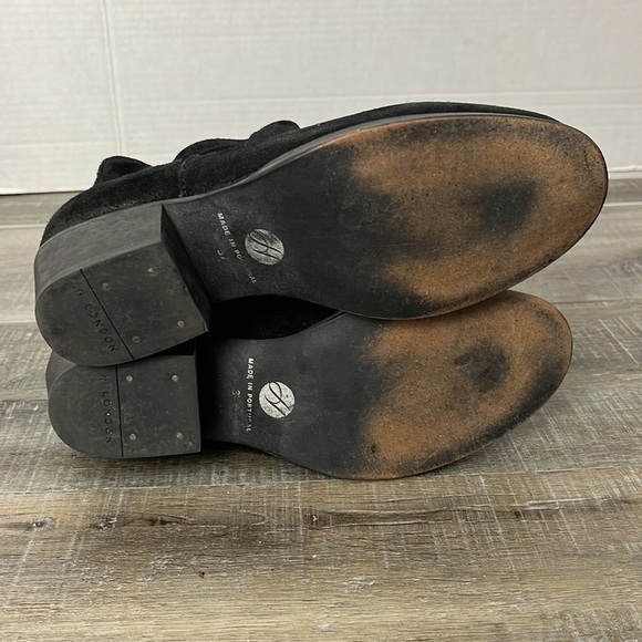 H London Black Suede Woven Ankle Boots Zipper size EU 37 US 6 - Picture 8 of 9